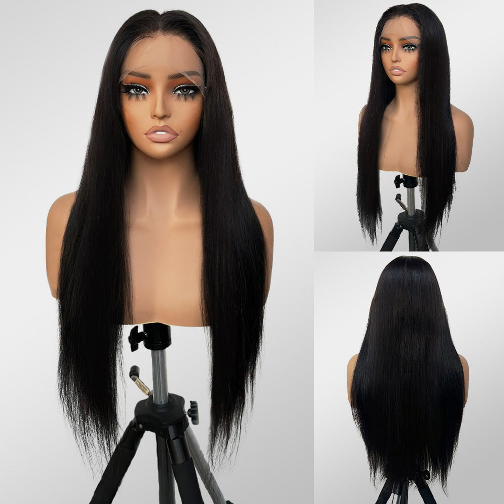 Kemy Hair Custom Natural color Straight Human Hair Full Lace wigs