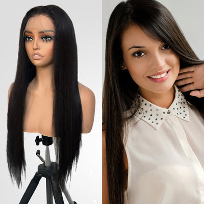 Kemy Hair Custom Natural color Straight Human Hair Full Lace wigs