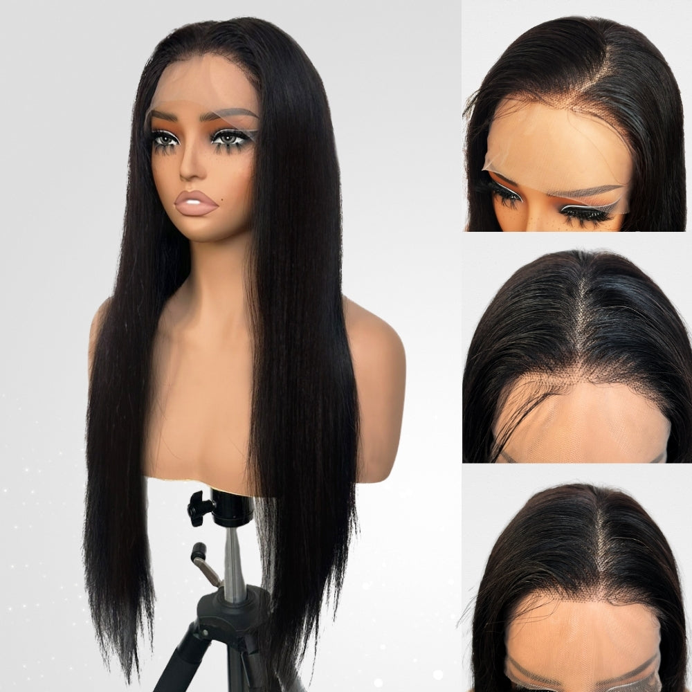 Kemy Hair Custom Natural color Straight Human Hair Full Lace wigs