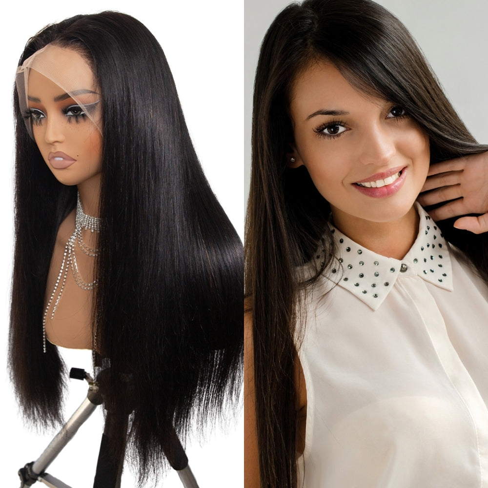 Kemy Hair Custom Natural color Straight Human Hair Full Lace wigs