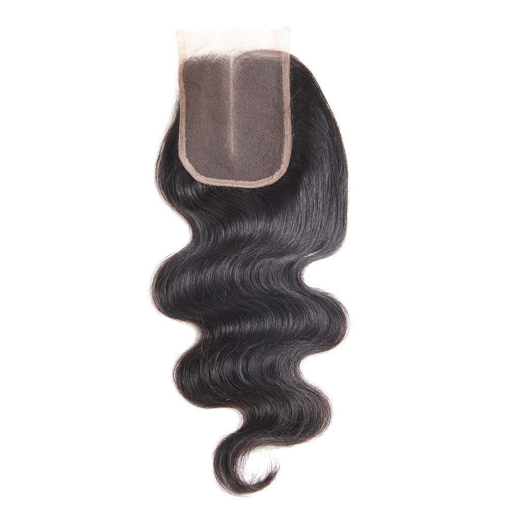 Nature Body Wave Remy Human Hair 4×4 Free/Middle Part Lace Closure(8''-20'') (4449470316614)